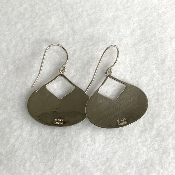 Sterling Silver 925 Teardrop Disc Hammered Dangle Drop Earrings - Picture 7 of 16